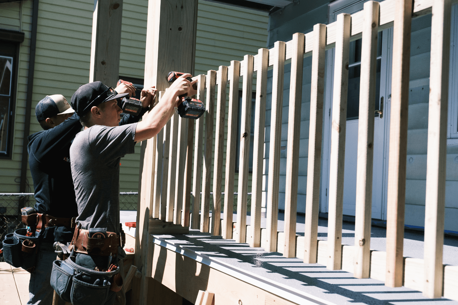 railing-installation Exterior home railing installation.