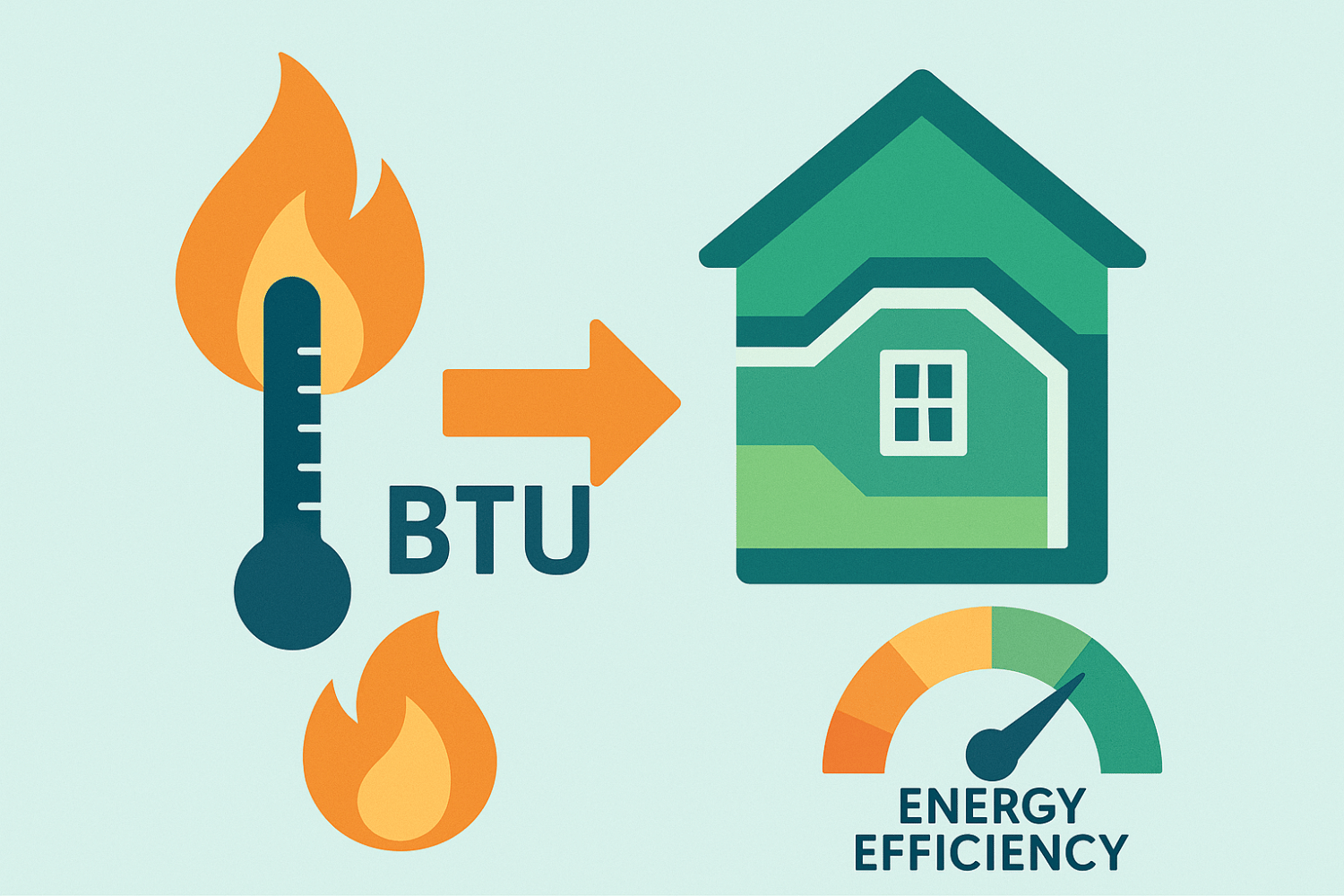 An illustration representing British thermal units (BTUs) and their significance in energy efficiency.