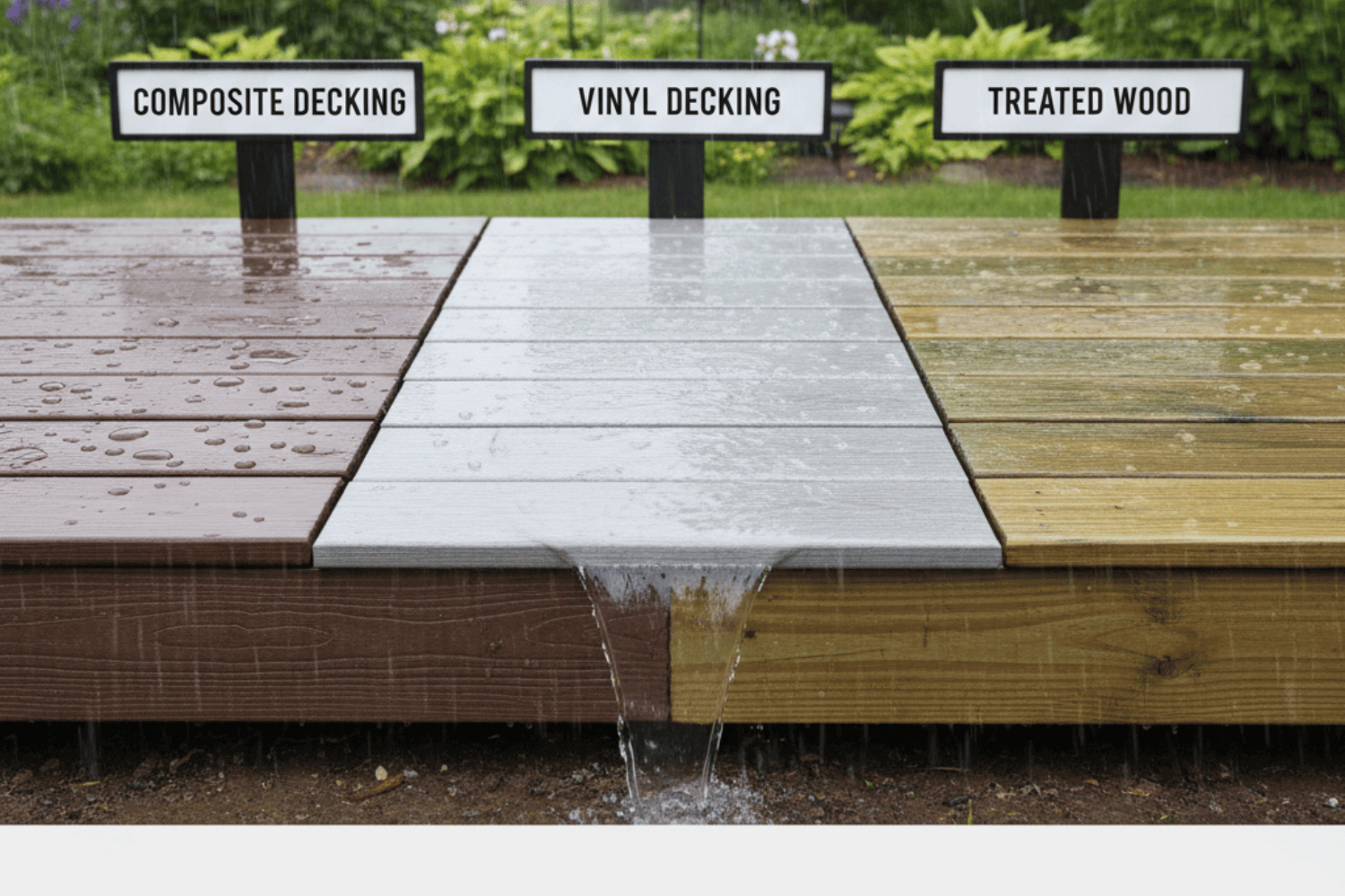 Materials that resist moisture rot in deck construction.